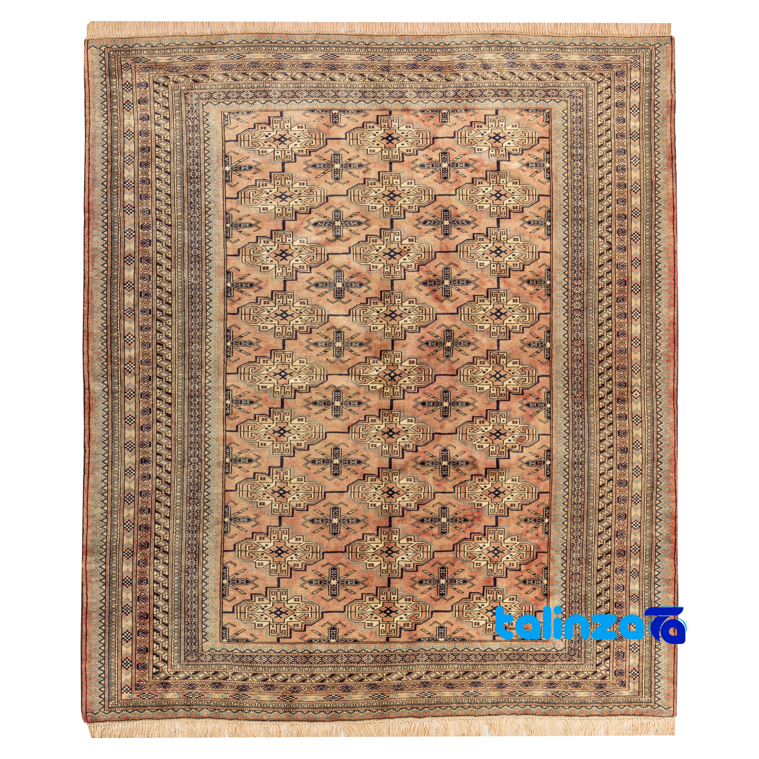 area rug buing - Turkmen Handwoven Area Rug - Rich Color and Craftsmanship - Top view showing pattern tone