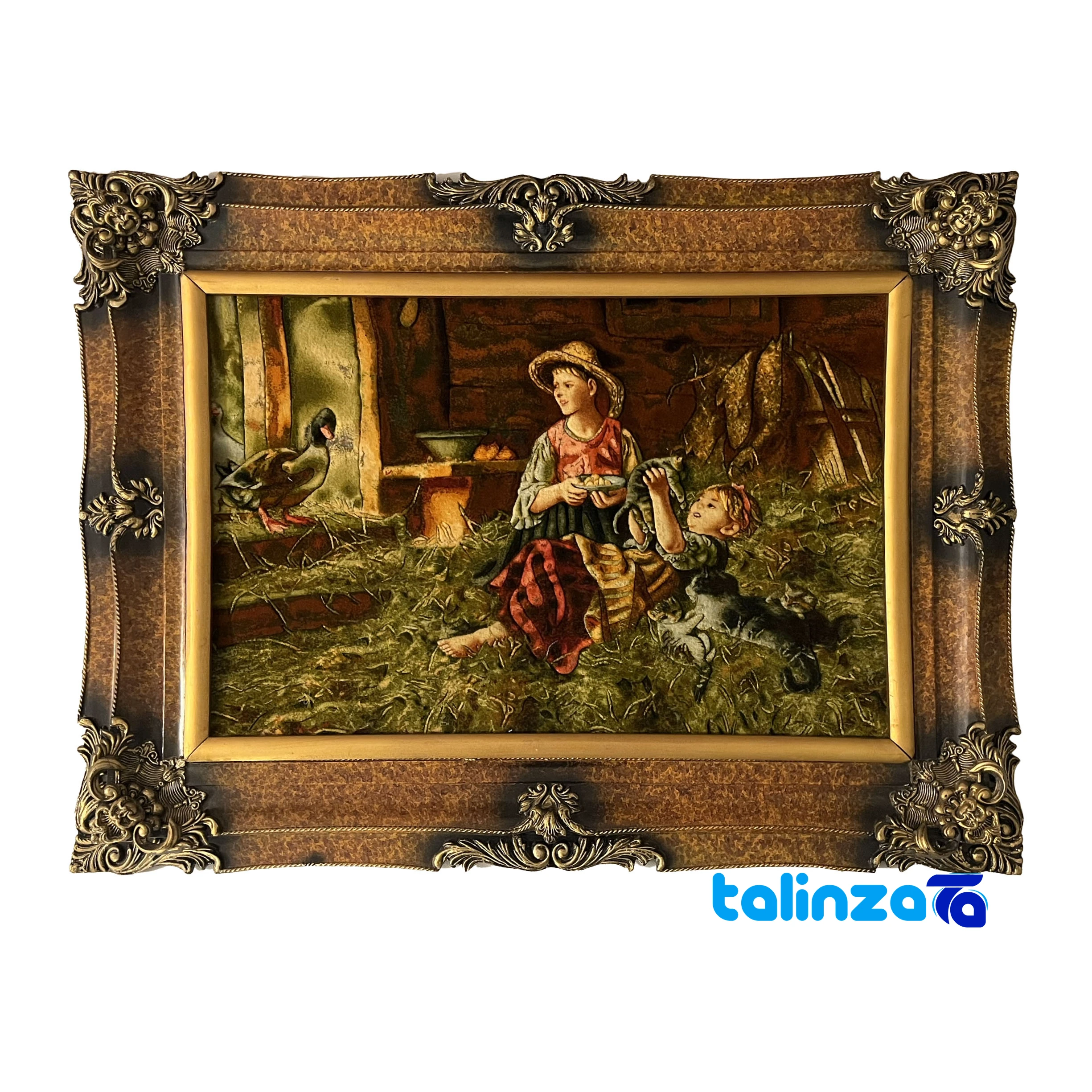 Framed vs Unframed Persian Tapestrie - handwoven carpet - Top view pattern and color tone