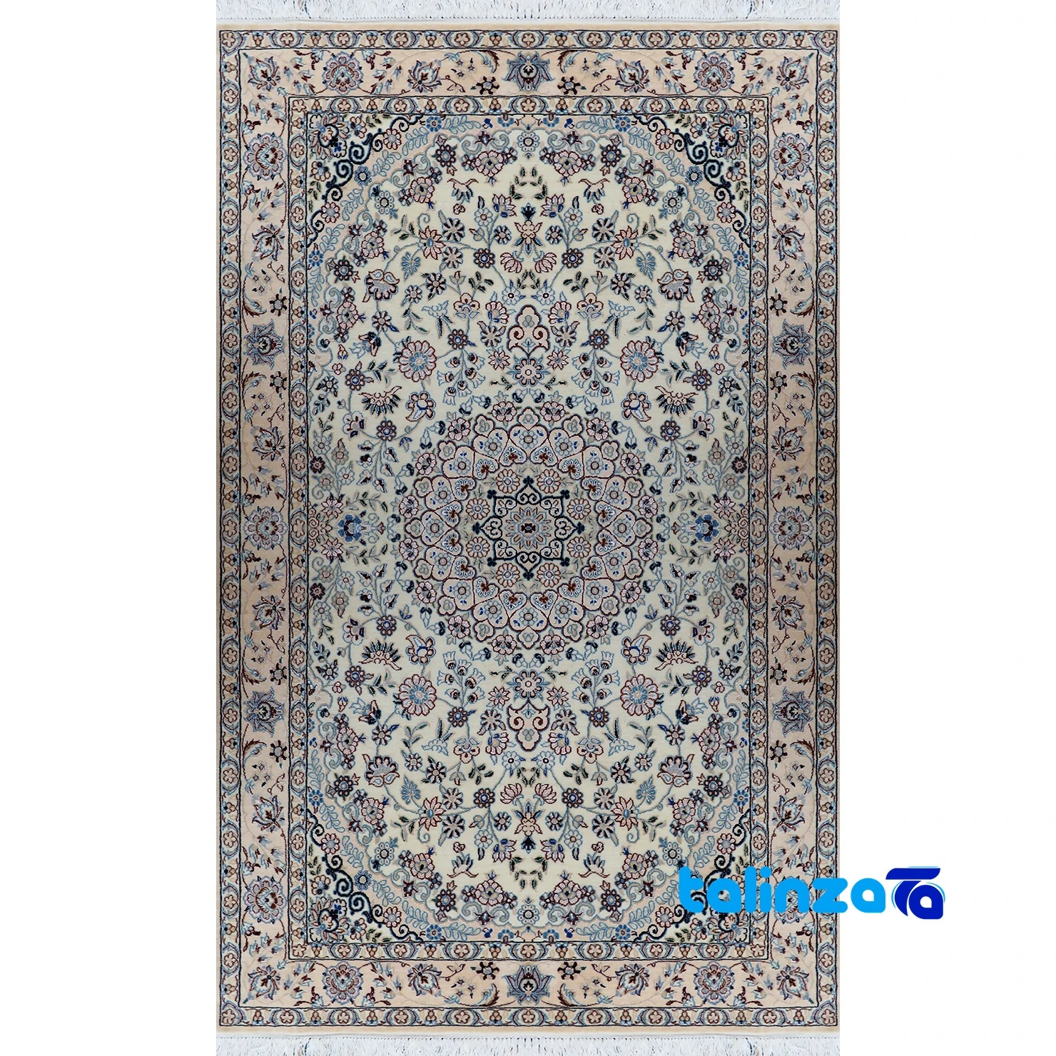 how to choose right rug - Top view of Nain Handwoven Area Rug Traditional Design Cream pattern and color tone
