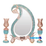turquoise mirror candleholder set - Front view design and key details