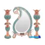 Boteh Jaqeh Mirror Candlestick Set - Front view design and key details