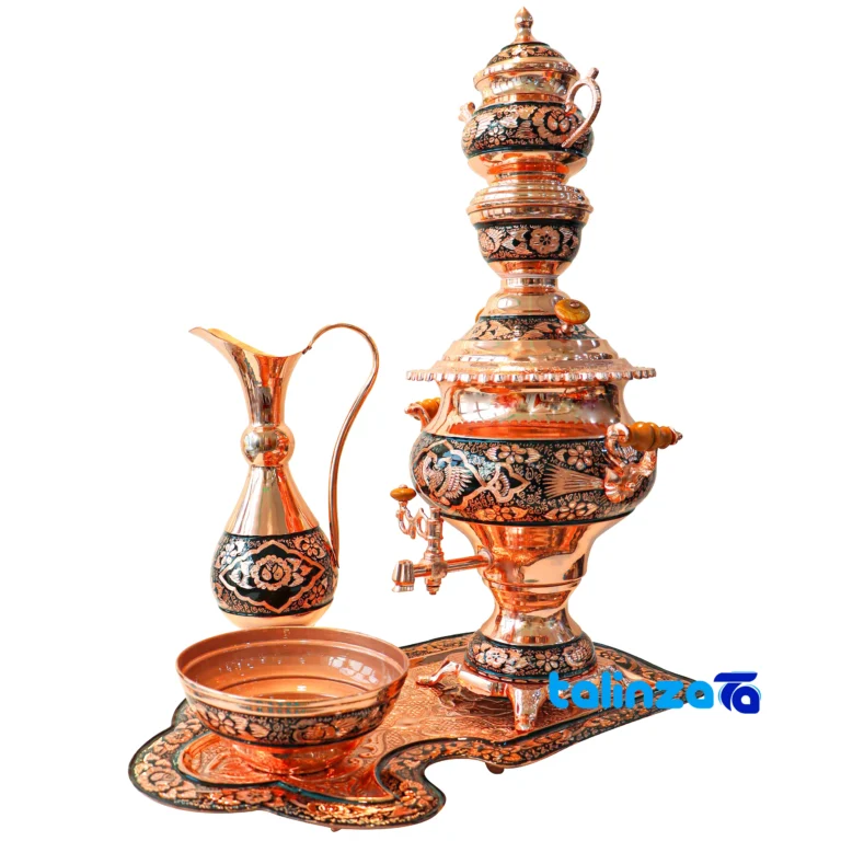 copper samovar set - Front view design and key details
