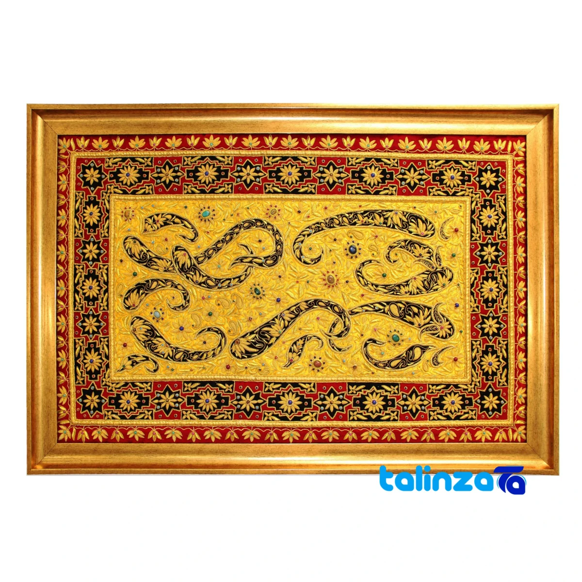handmade paisley wall carpet - Top view pattern and color tone