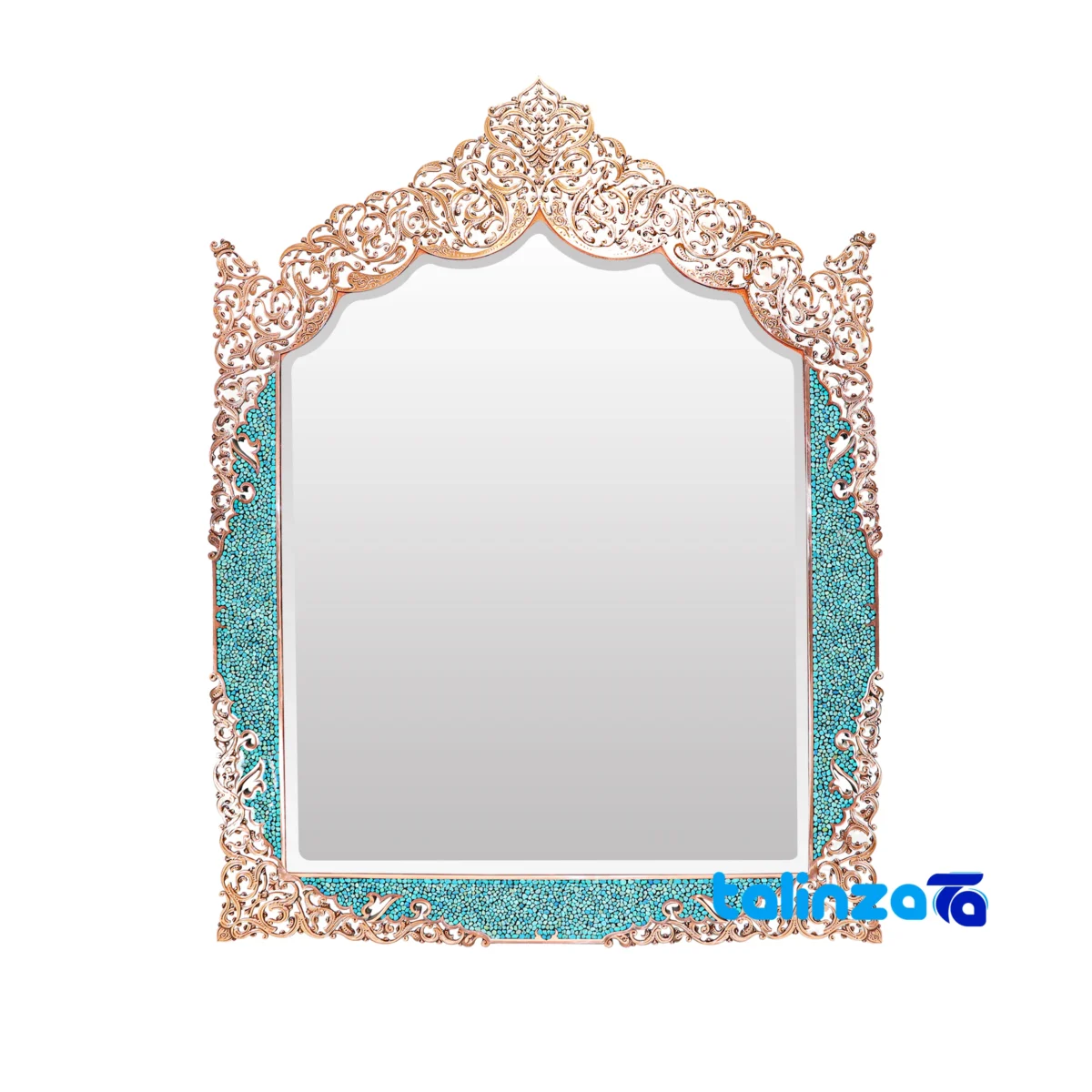 turquoise inlaid mirror - Front view design and key details