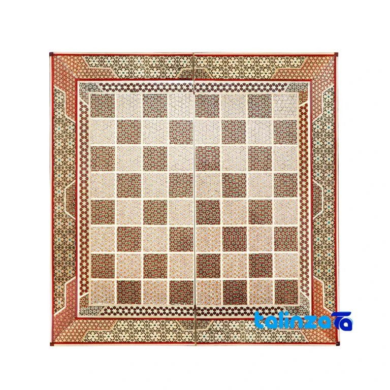 handmade marquetry chessboard - Front view cut and waistband design