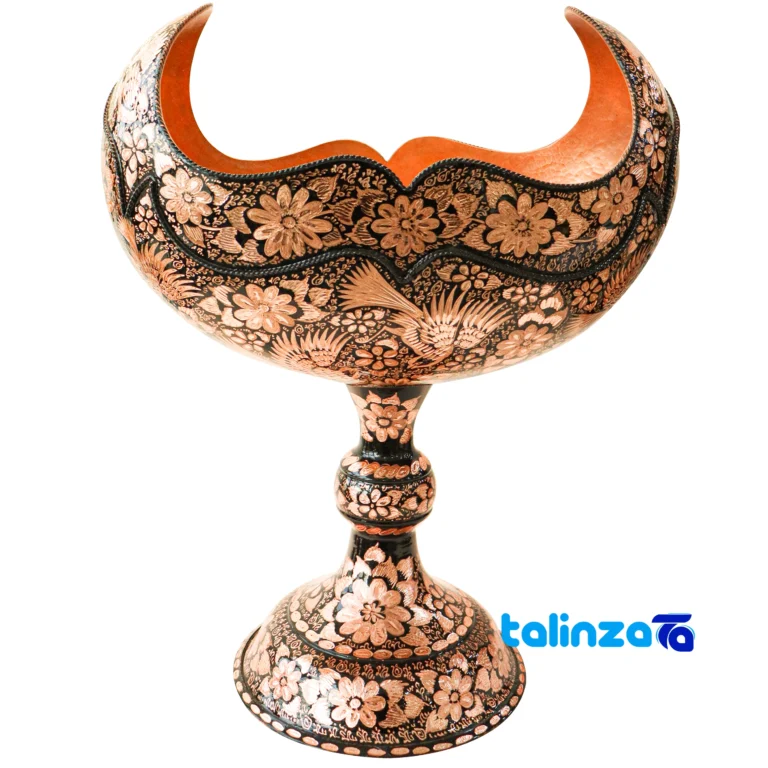 copper fruit bowl - Front view design and key details