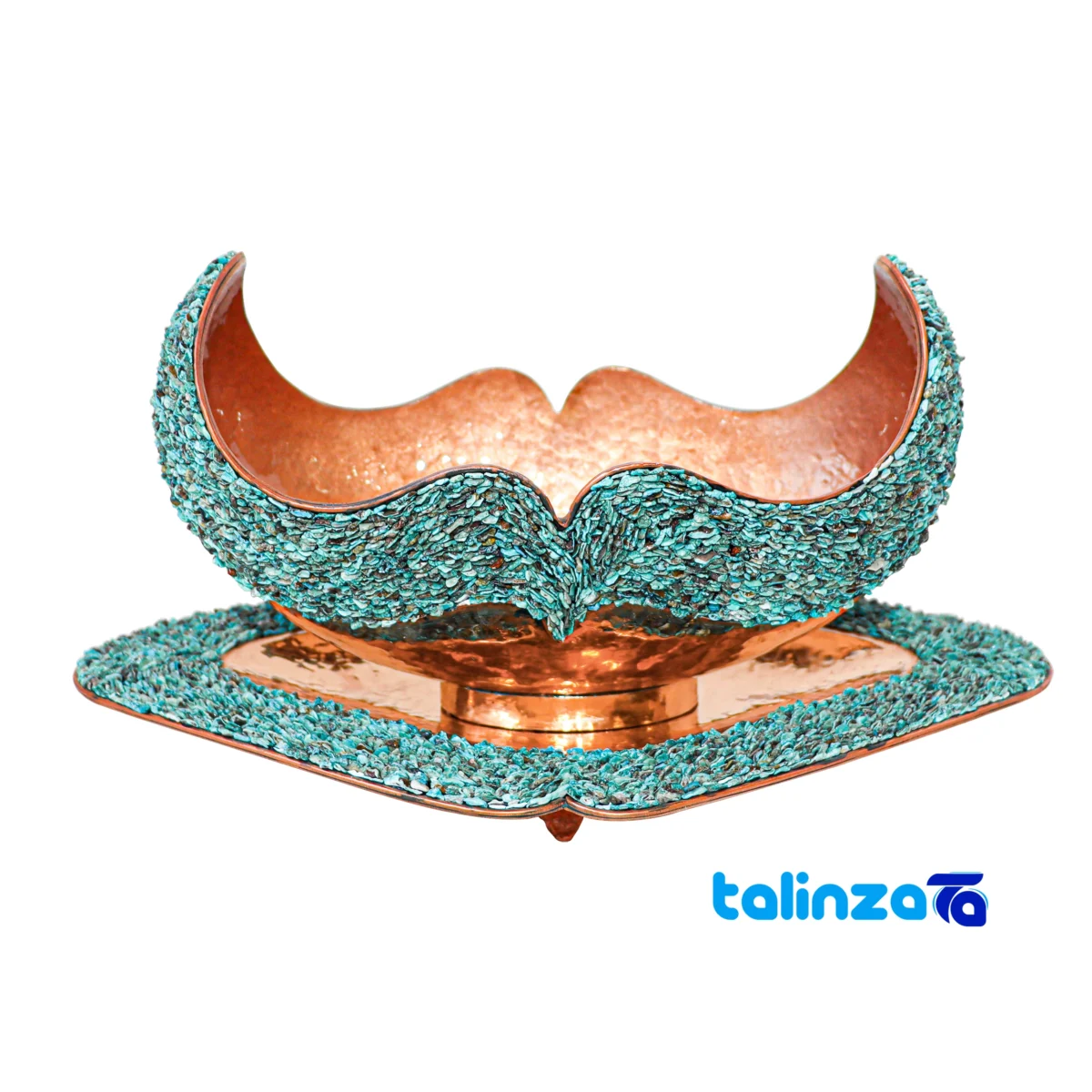 Turquoise inlaid candy bowl set - Front view design and key details