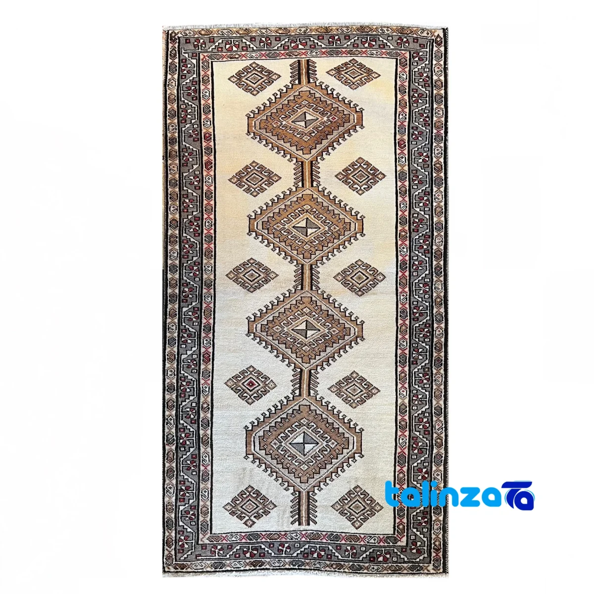 Full spread of Shiraz Handmade Carpet Geometric Design Cream overall layout