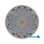 Nain Handwoven Round Carpet Unique Dome Design Blue pattern and color tone (Top view)