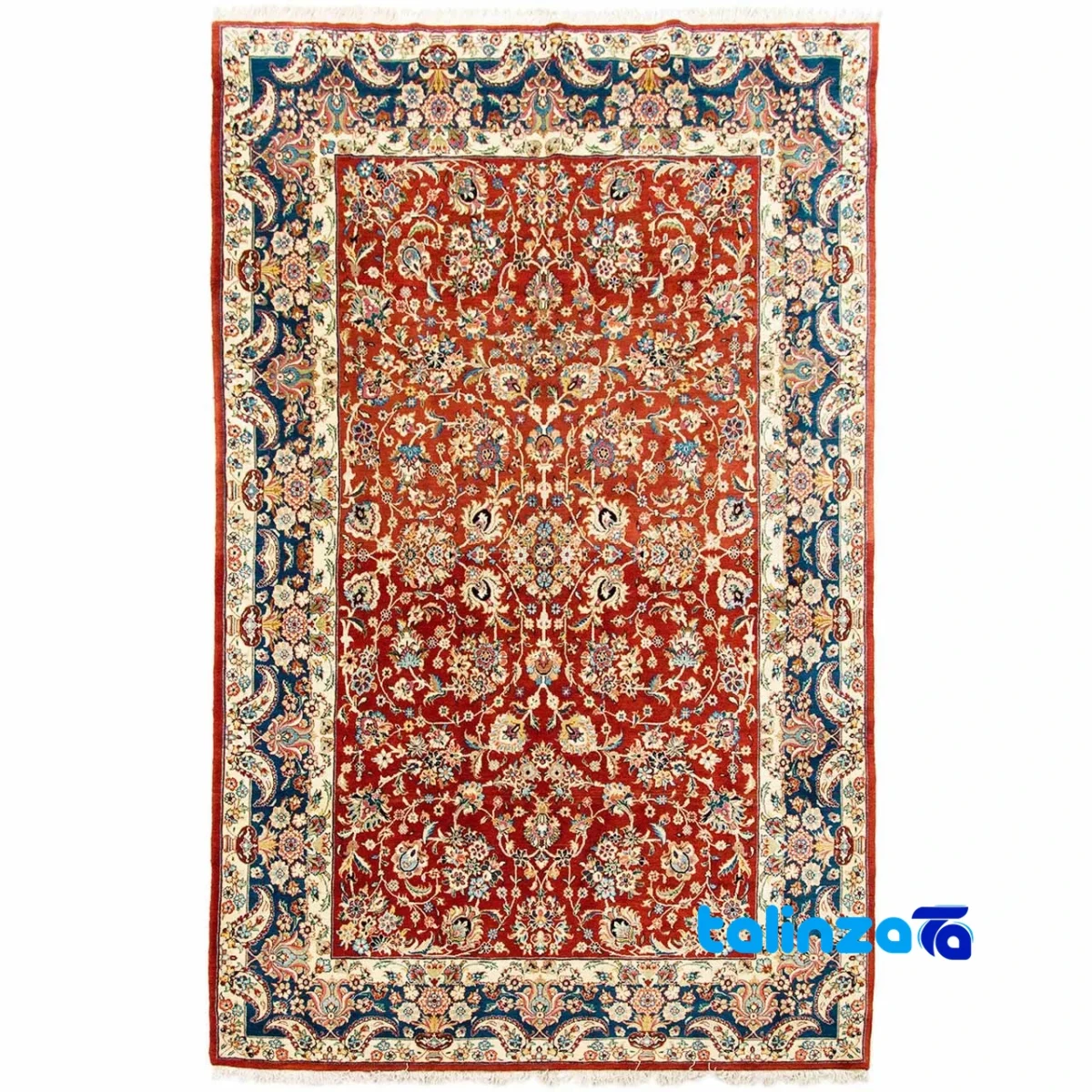 Handwoven Carpet by Faraahan - Red Design 204 × - Top view showing pattern and color tone
