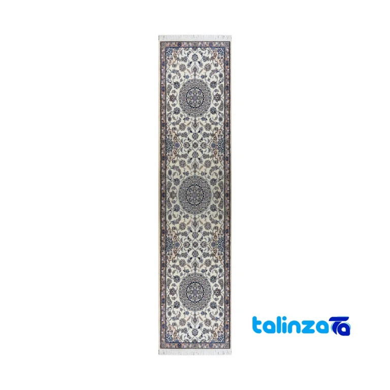 Full spread of Nain Handwoven Carpet Runner Traditional Design Cream overall layout