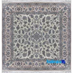 Nain Persian Handwoven Carpet Square Traditional Design - Top view showing pattern and color tone