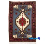 Top view of Persia Handwoven Rug Unique Blue Design pattern and color tone