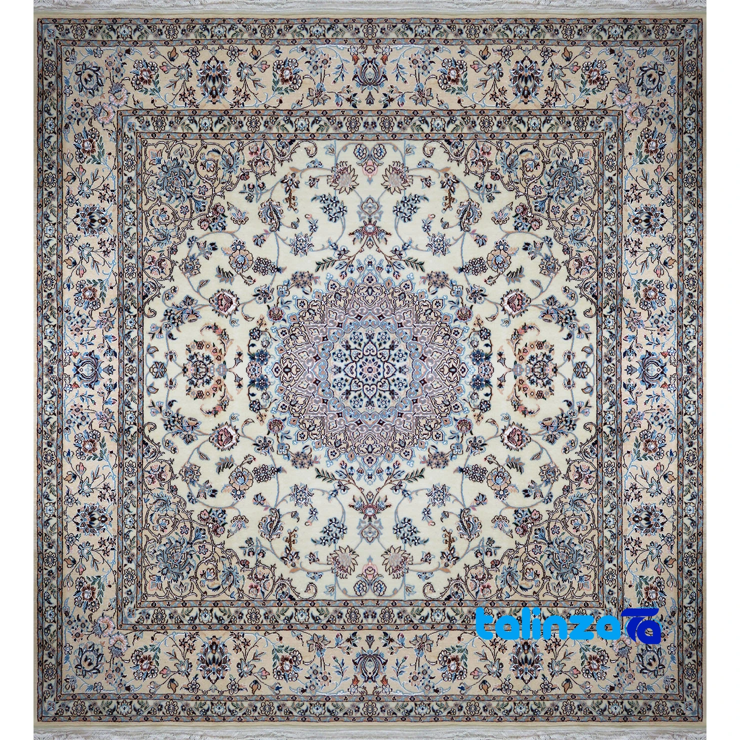 Nain Handwoven Persian Carpet - Luxurious Square Design 205x200 1 Nain Handwoven Carpet