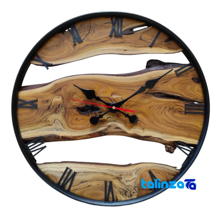 GS Rustic Wall Clock Wooden Design dial layout and markers (Front view)