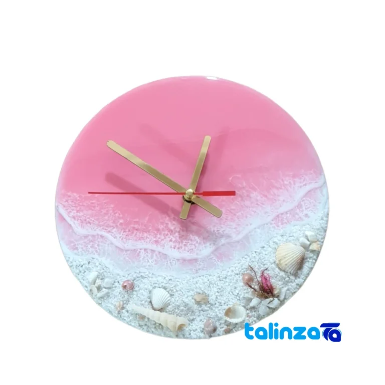 Face view of Artisan Resin Wall Clock Ocean Design number display clarity