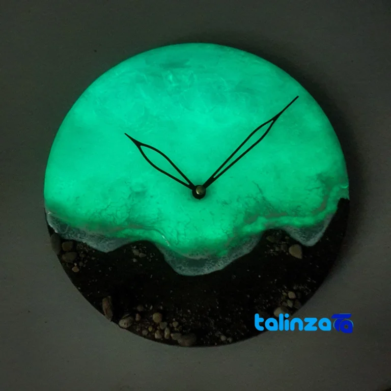 Resin Wall Clock - Front view saffron grade and packaging