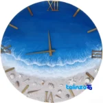 Resin Beach and Ocean Wall Clock number display clarity (Face view)