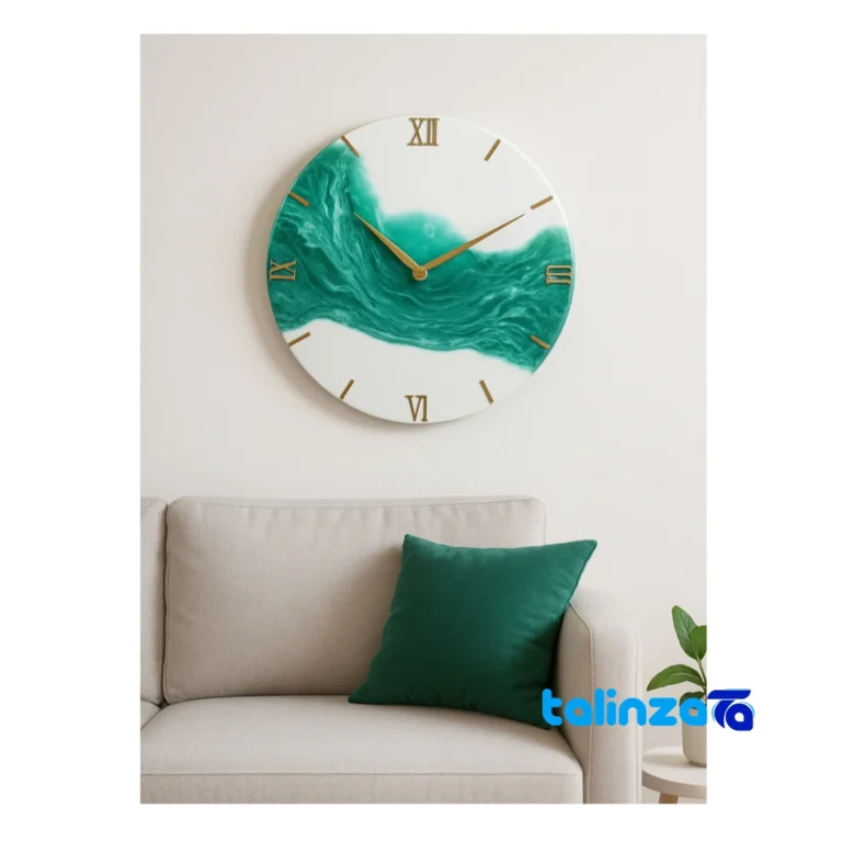 Ebrobad Resin Wall Clock - Front view showing dial layout and markers