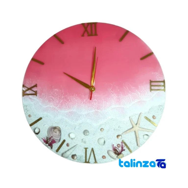 Resin Beach and Sea Wall Clock - Front view showing dial layout markers