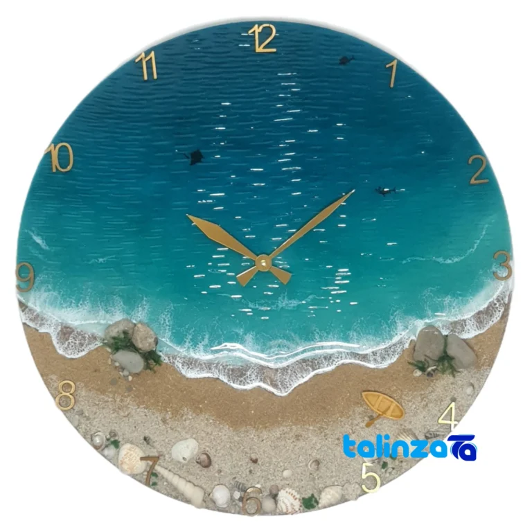 Resin Beach and Sea Wall Clock - Face view showing number display clarity