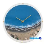Handcrafted Resin Wall Clock Night Sea Tehran dial layout and markers (Front view)