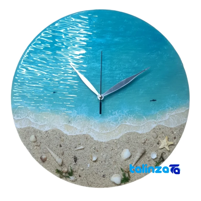 Artisan Ocean Wave Resin Wall Clock Yes number display clarity (Face view)