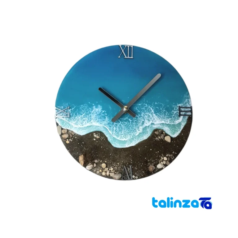 Resin Wall Clock Ocean Design saffron grade and packaging (Front view)