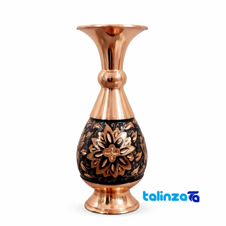 Front view of Diamond Engraved Copper Vase Model 16 design and key details