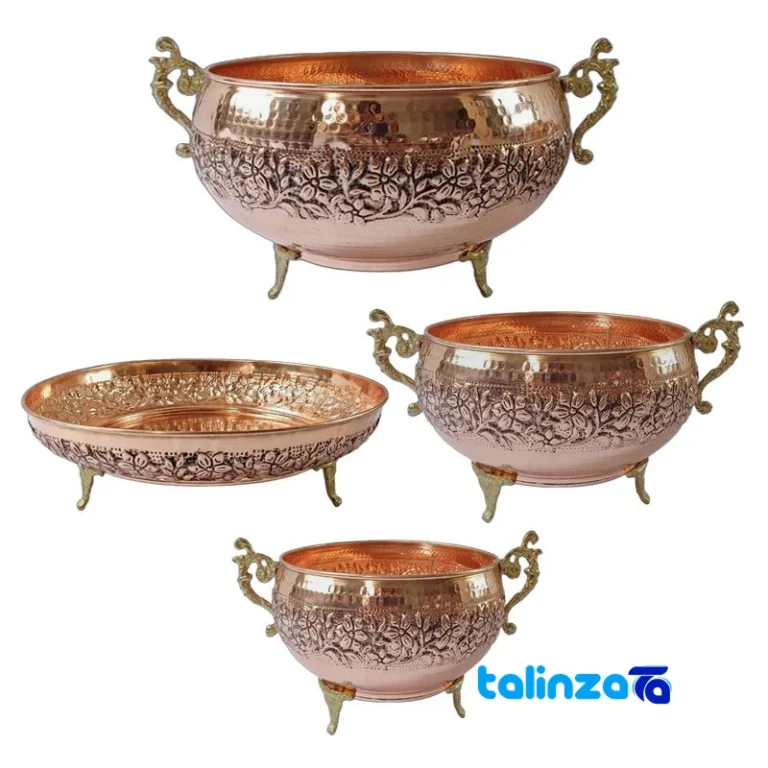 Front view of Atlas Copper Serving Set - Elegant Design and key details