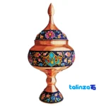 Front view of Pardaz Copper Candy Dish Elegant Design with hammered finish and key details
