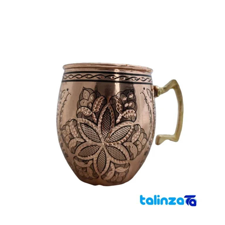 Front view of Copper Mug Unique Handcrafted Design and key details