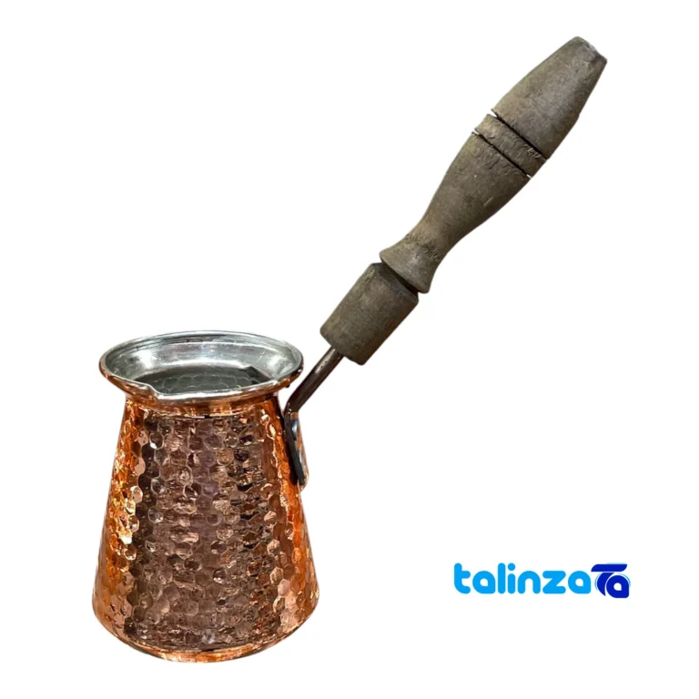Zanjan Copper Coffee Pot Hammered Design and key details (Front view)