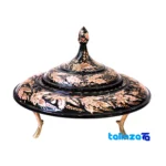 HQ Copper Candy Dish Diamond Cut Design - Front view showing saffron grade and packaging