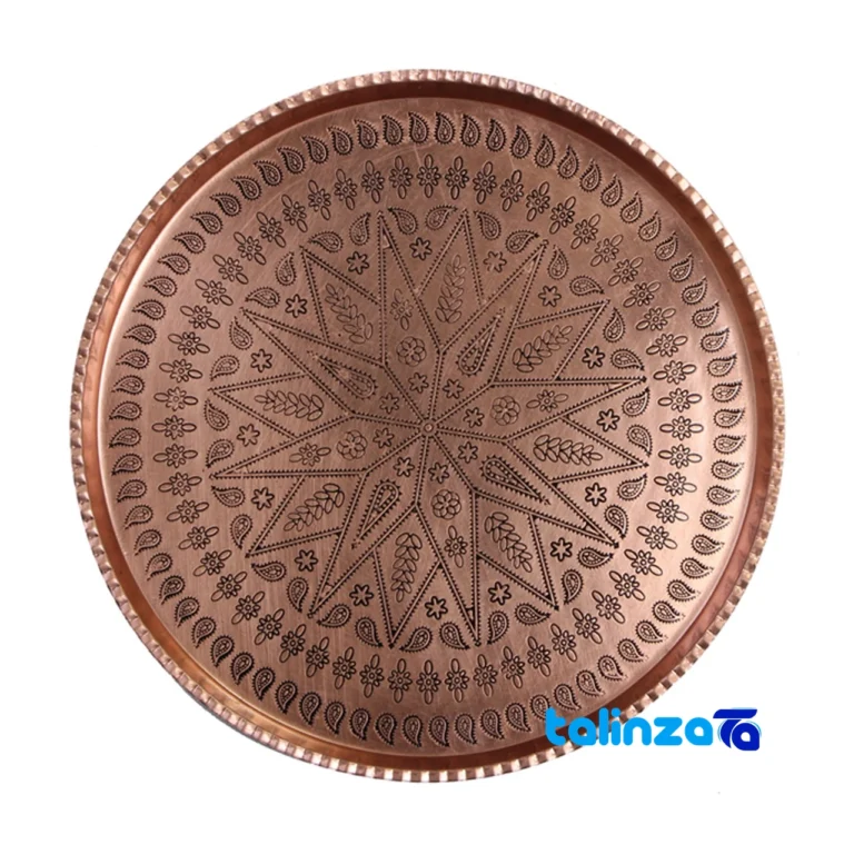 ZH30 Copper Round Tray Engraved design and key details (Front view)