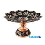 Front view of Negaristan Copper Candy Dish Diamond Cut saffron grade and packaging