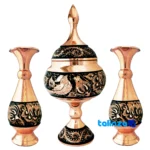 JR Copper Decorative Set - Elegant Diamond Cut Design - Front view showing and key details