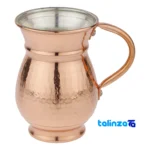 Zanjan Copper Mug Unique Hammered Design - Front view showing and key details
