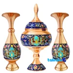 Front view of Persian Craft Copper Chocolate Bowl Set - Handcrafted Elegance design and key details