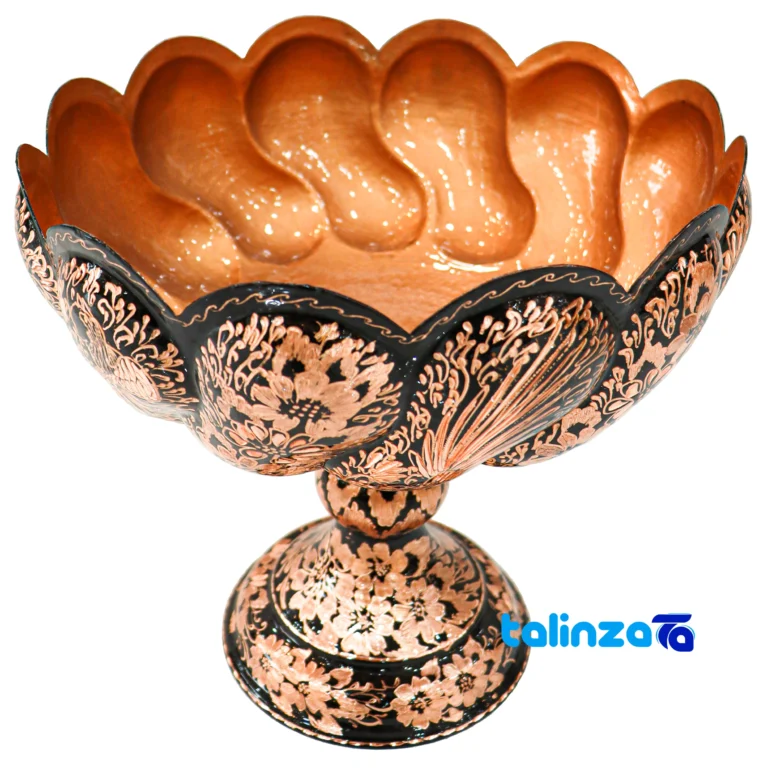 Copper Fruit Bowl Diamond Cut Model 30 28 x - Front view showing design and key details