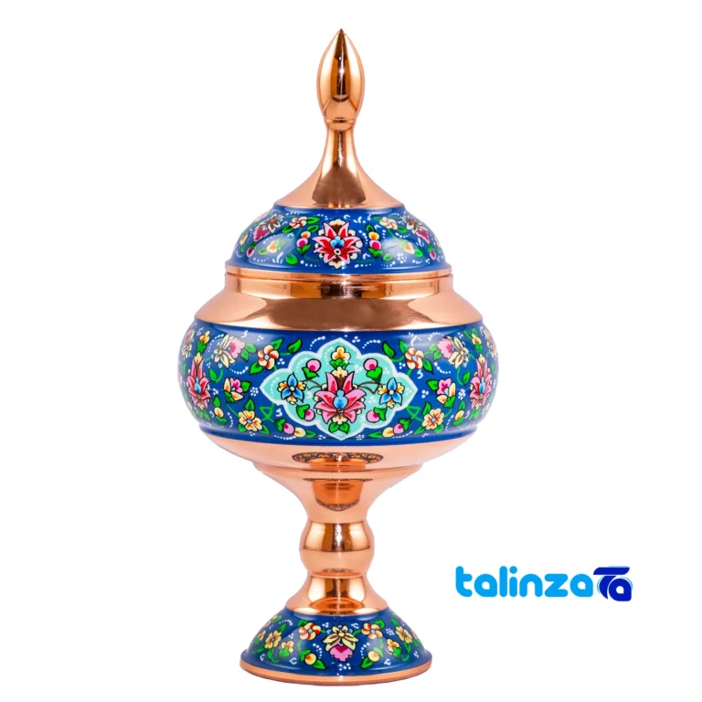 Aghajani Copper Chocolate Bowl Decorative Design and key details (Front view)