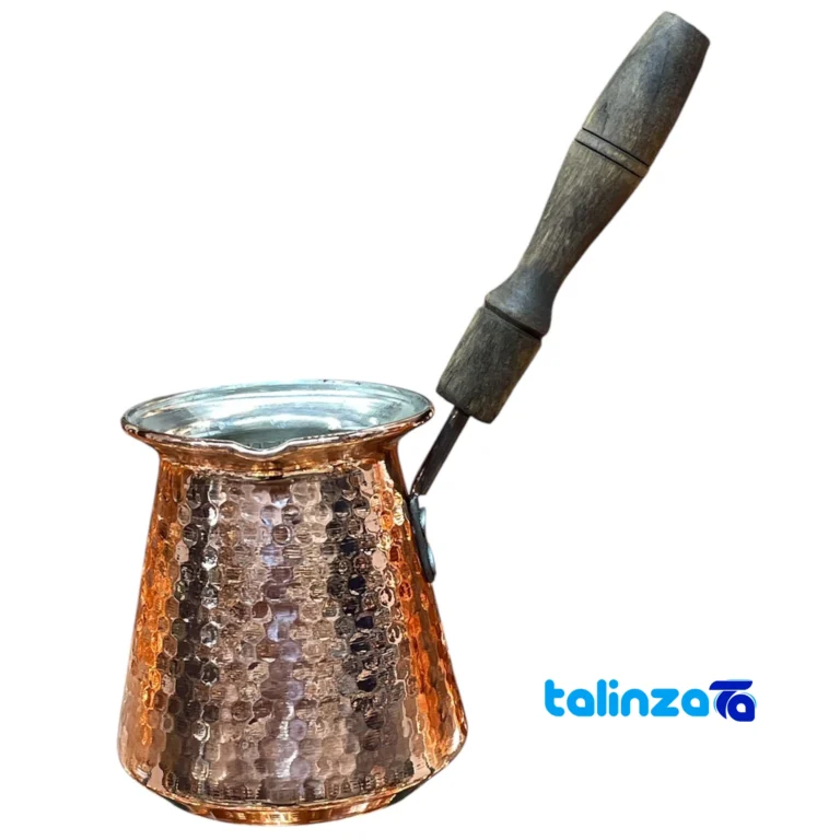 Front view of Jazveh Copper Coffee Pot Classic Design and key details