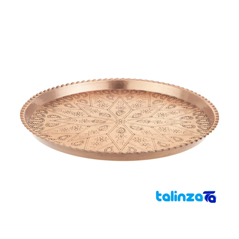 Zanjan Copper Tray Unique Design 25x25 cm - Front view showing and key details