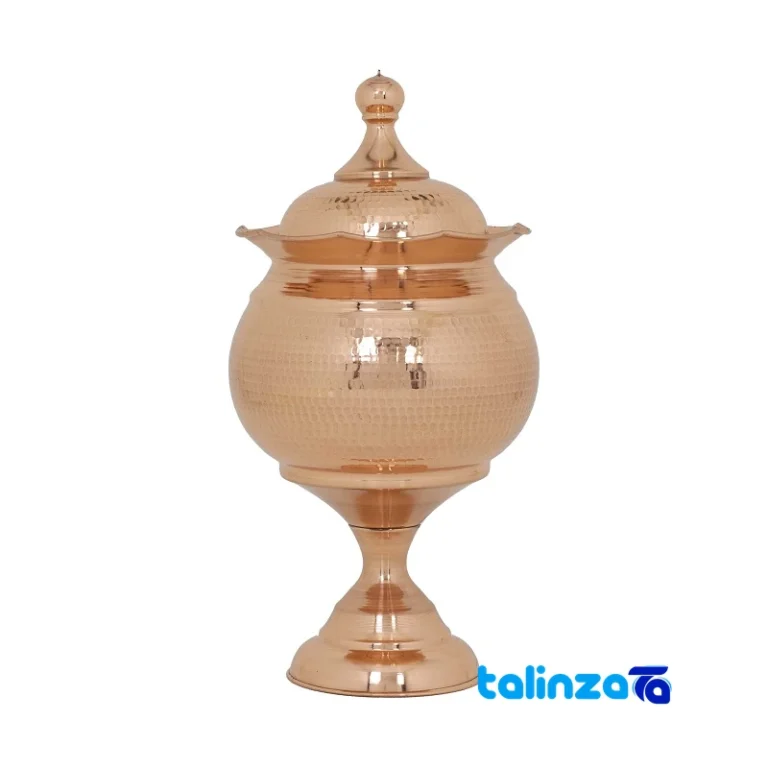 Zanjan Copper Chocolate Bowl with Pedestal Design and key details (Front view)