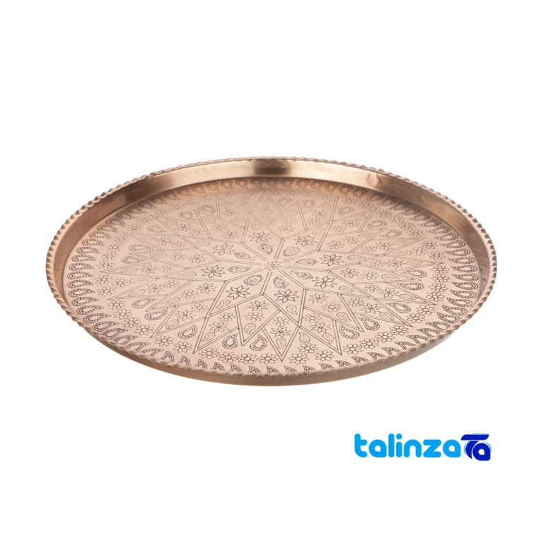 Zanjan Copper Tray Artistic Design - Front view showing and key details