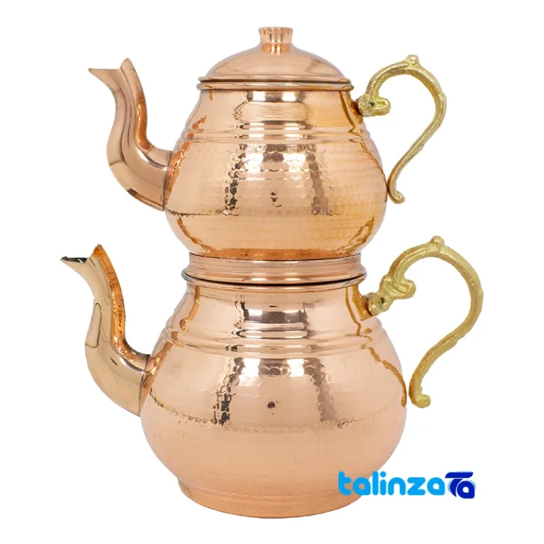 Zanjan Copper Teapot Set Elegant Design - Front view showing and key details