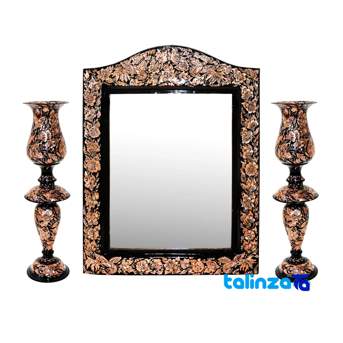 Copper Mirror Candleholder Royal Diamond Set 72 x 22 design and key details (Front view)