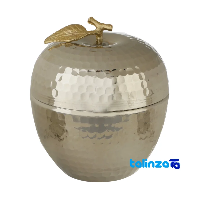 Zanjan Copper Apple Model Candy Dish - Front view showing saffron grade and packaging