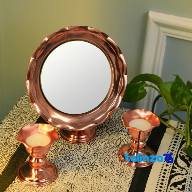 Front view of Zanjan Copper Candelabra Set - Handcrafted Elegance design and key details