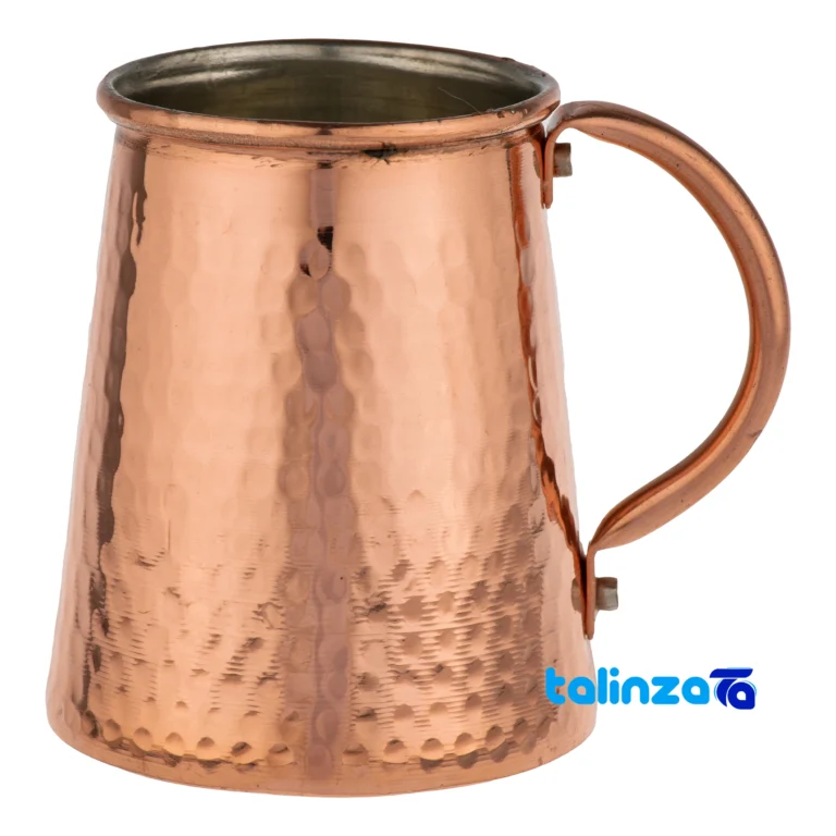 Front view of Zanjan Copper Mug Handcrafted Etching design and key details